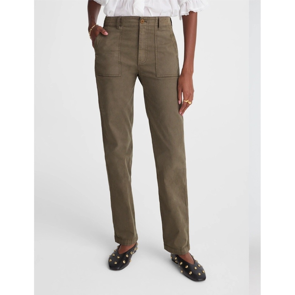 Madewell Pants Womens Size 32 Petite Utility Straight Leg Faded Olive Twill 32P